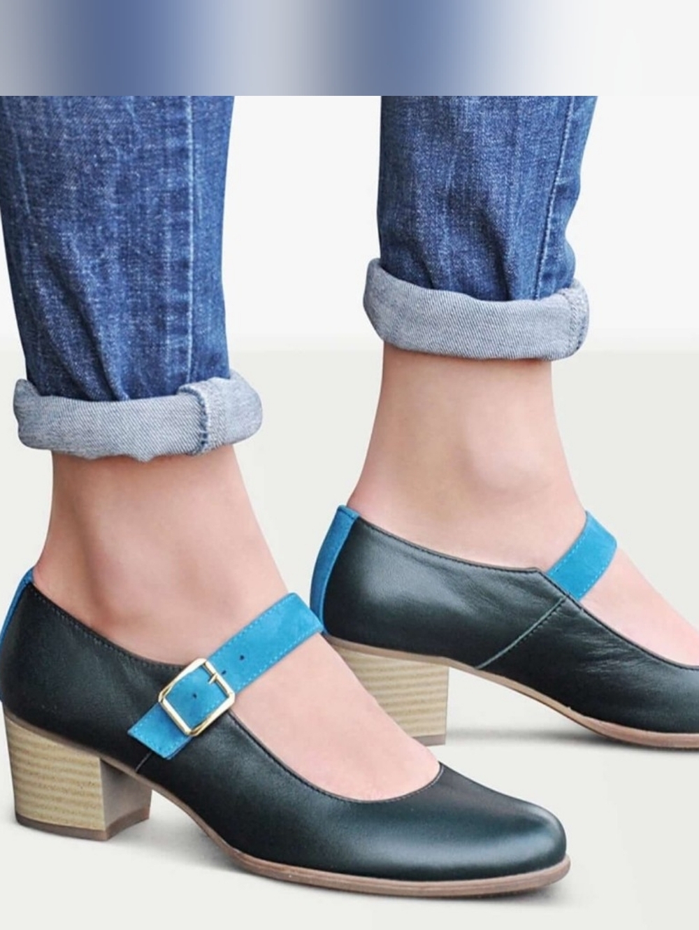 Julia Bo Joplin Mary Janes Premium Leather Green with Turquoise Strap Size EU 39 - Picture 4 of 11